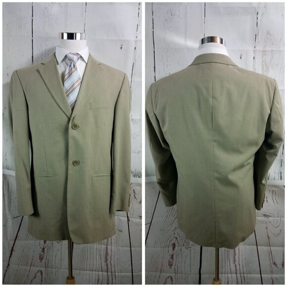 Haggar Enterprise 42L 2 Button Tan 2pc Suit 32W - Picture 6 of 12
